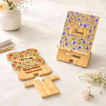 Personalised Watercolor Birth Flower Wooden Phone Holder with Name Desk Decor Daily Use Birthday Anniversary Gift for Family Friends
