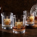 Personalized Golden Badge Initial Name 10 oz Rock Whiskey Glass Old Fashioned Birthday Gift for Man Bartender Whiskey Enthusiast