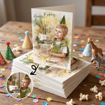 Personalisierte Grußkarte mit Wasserfarben-Foto zum Thema „Happy Birthday“, mit Namen und Text – Geburtstagsgeschenk für Familie und Freunde
