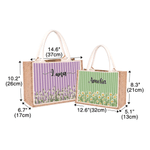 Sac fourre-tout personnalisé à grande capacité, rayé, aux couleurs des fleurs de naissance, avec prénom – Cadeau d'anniversaire ou de Noël pour une femme ou une meilleure amie