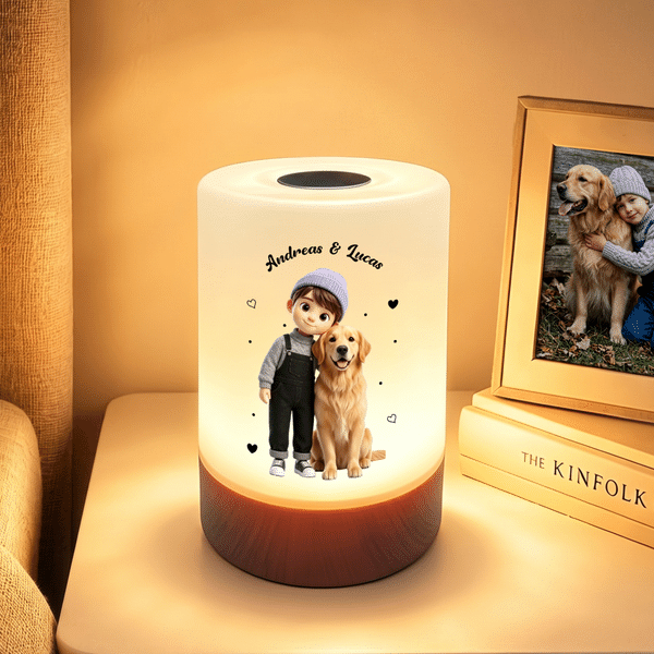 Personalized 3D-Effect Artwork Photo Rechargeable Dimmable Touch Control Night Light with Text Nursery Decor Birthday Gift for Boys Girls