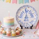Personalised Watercolor Style Birthday Hat Colourful Polka Dots Ceramic Plate with Name Date and Stand Party Decor Birthday Gift for Newborns 3