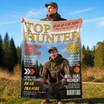 Personalized Top Hunter Magazine Photo Soft Throw Blanket with Name Home Decor Birthday Hunting Season Gift for Man
