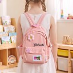 Personalised Flower Star Felt Design Waterproof Nylon Backpack with Name Back to School Birthday Gift for Kids Students