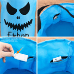 Personalized Colorful Spooky Face LED Light Bucket Bag with Name Trick or Treat Activity Halloween Party Gift for Halloween Lover Kids