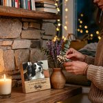 Cadre décoratif en bois personnalisé avec photo d'animal nom et année - Cadeau commémoratif pour les amoureux d'animaux de compagnie
