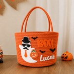 Spersonalizowany szydełkowy kosz na słodycze z imieniem Cukierek albo psikus na Halloween dla chłopców i dziewczynek