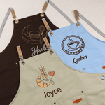 Personalised Multicolour Logo Photo Canvas Work Employee Apron with Pockets Adjustable Shop Gift for Dessert Coffee Restaurant Bar Barbershop Employee