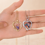 Collana personalizzata in argento sterling con cuore, foto e puzzle in stile cartone animato, con nome e iniziale: regalo di compleanno per il Mese della sensibilizzazione sull’autismo, dedicato ai fa