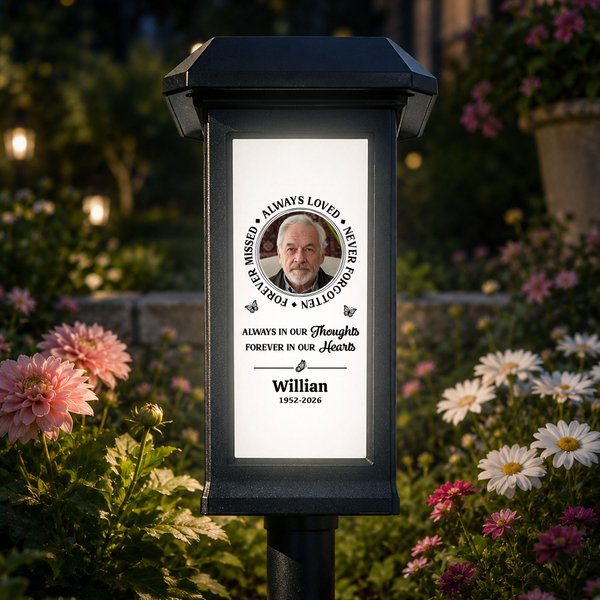 Personalized Waterproof Photo Solar Garden Light Forever in My Hearts with Name and Year Garden Decor Memorial Sympathy Gift for Family Friend