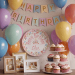Assiette décorative personnalisée pour anniversaire, style dessin à la main, avec motif floral, prénom et socle – Décoration de chambre d’enfant – Cadeau de premier anniversaire pour les tout-petits e