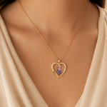 Collana personalizzata in argento sterling con cuore, foto e puzzle in stile cartone animato, con nome e iniziale: regalo di compleanno per il Mese della sensibilizzazione sull’autismo, dedicato ai fa
