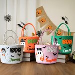 Spersonalizowany szydełkowy kosz na słodycze z imieniem Cukierek albo psikus na Halloween dla chłopców i dziewczynek