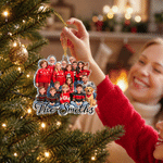 Personalized 3D-Style Art Cartoon Family Photo Acrylic Ornament with Family Name Tree Decoration Christmas Gift for Families