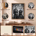 Personalised Gothic Style Cartoon Photo Character Canvas Prints with Text Home Decor Halloween Anniversary Gift for Couple Pet Lover