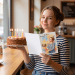 Personalisierte Grußkarte mit Wasserfarben-Foto zum Thema „Happy Birthday“, mit Namen und Text – Geburtstagsgeschenk für Familie und Freunde