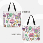 Bolso tote personalizado con nombre efecto 3D y diseño de punto y ganchillo regalo de Navidad y cumpleaños para abuelas