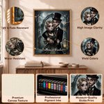 Personalized Gothic Style Cartoon Couple Photo Character Canvas Prints with Name Home Decor Ship from USA Halloween Anniversary Gift for Newlyweds