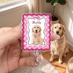 Carrete para tarjetas de identificación personalizado con foto de mascota en acuarela de estilo vintage y nombre: regalo para el Día de la Enfermería, de uso diario, para profesionales sanitarios y am 6