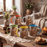 Personalized Colorful 3D-Effect Artwork Highland Cow Leopard Print 11 oz 15 oz Ceramic Mug with Name Birthday Christmas Gift for Highland Cow Lovers