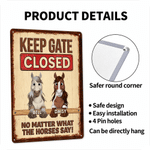 Personalised Keep Gate Closed 1-3 Horses Peeking Tinplate Painting with Names Barn Decor Birthday Gift for Horse Owners
