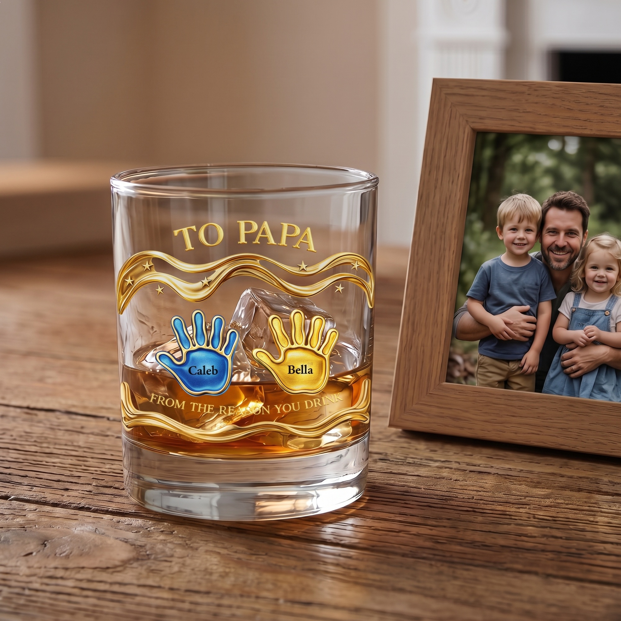 Personalisierte Palm Name 10 oz Rock Whiskey Glas Old Fashioned Vatertag Geburtstag Geschenk für Mann Whiskey-Enthusiast