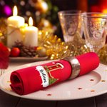 Personalized Christmas Hat Initial Holly Snowflake Christmas Napkin with Name Christmas Dinner Birthday Gift for Family Friends