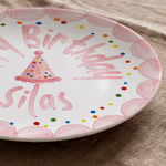 Personalised Watercolor Style Birthday Hat Colourful Polka Dots Ceramic Plate with Name Date and Stand Party Decor Birthday Gift for Newborns 6