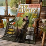 Personalized Top Hunter Magazine Photo Soft Throw Blanket with Name Home Decor Birthday Hunting Season Gift for Man