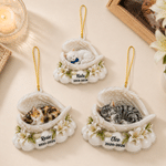Decorazione personalizzata in acrilico con effetto 3D: foto dell'animale domestico con ali d'angelo, con nome e anno; regalo commemorativo e di condoglianze per i proprietari di animali domestici