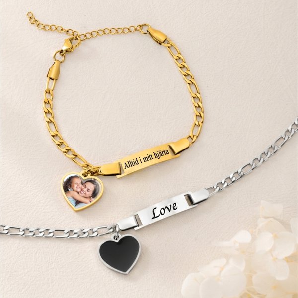 Personligt värmeaktiverat armband med dolt foto och gravyr ett magiskt smycke och en minnesvärd present till henne