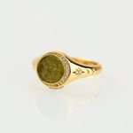 Personalized Moldavite Inspired Star Moon Sterling Silver Ring with Engraved Text Dainty Jewelry Birthday Anniversary Gift for Women