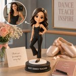 Personalised 3D Photo Dancer Figurine with Text and Wooden Base Bedroom Decor Birthday Gift for Child Dancer Beginner Woman