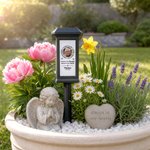 Personalized Waterproof Photo Solar Garden Light Forever in My Hearts with Name and Year Garden Decor Memorial Sympathy Gift for Family Friend
