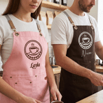 Personalised Multicolour Logo Photo Canvas Work Employee Apron with Pockets Adjustable Shop Gift for Dessert Coffee Restaurant Bar Barbershop Employee