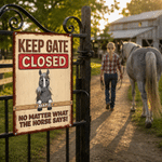 Personalised Keep Gate Closed 1-3 Horses Peeking Tinplate Painting with Names Barn Decor Birthday Gift for Horse Owners