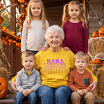 Personalized Grandma Spooky Spider Web T-shirt Sweatshirt Hoodie with Names and Title Daily Wear Halloween Gift for Mom Grandma Family