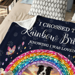 Personalised Pet Photo Rainbow Bridge Memorial Multicolour Throw Blanket with Name Text and Year Home Decor Sympathy Gift for Pet Owner Parent