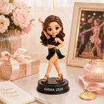 Personalised 3D Photo Dancer Figurine with Text and Wooden Base Bedroom Decor Birthday Gift for Child Dancer Beginner Woman