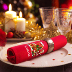 Personalized 3D-Effect Artwork Christmas Cartoon Character Photo Napkin with Name and Initial Table Decor Christmas Gift for Family Friends
