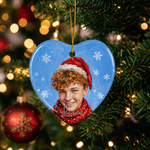 Personalized Snowflake Christmas Theme Cartoon Photo Character Ceramic Ornament with Name Christmas Gift for Family Friends
