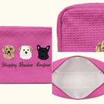Personalized Embroidered Pet Portrait Large Capacity Waffle Cosmetic Toiletry Bag with Photo and Name Daily Use Birthday Gift for Pet Owners