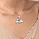 Personalised Birth Flower Book Necklace with Name Dainty Jewellery Christmas Anniversary Birthday Gift for Women