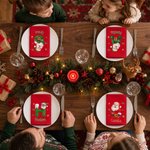 Servilleta de algodón 100 % con diseño personalizado de Papá Noel de dibujos animados con iniciales y nombre, ideal como regalo de Navidad para la familia y los amigos en las reuniones familiares