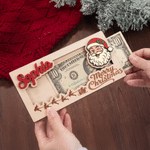 Personalized Merry Christmas Cute Cartoon Pattern Wooden Money Holder with Name Holiday Party Favors Christmas Gift for Kids Family