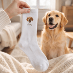 Personalised Funny Pet Character Face Photo Cosy Warm Quart Crew Socks with Name Birthday Gift for Friends Pet Lovers