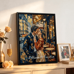 Personalized Gold Foil Oil Painting Style Couple Photo Canvas Prints with Name Home Decor Wedding Anniversary Gift for Couple