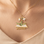 Personalised Birth Flower Book Necklace with Name Dainty Jewellery Christmas Anniversary Birthday Gift for Women