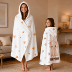 Personalised Cute Star Cloud Moon Animal Soft Throw Hooded Blanket with Name and Initial Daily Use Birthday Christmas Gift for Boys Girls