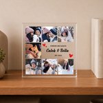 Personalized 7 Photos Transparent Square Acrylic Plaque with Name Anniversary Birthday Gift for Husband Wife